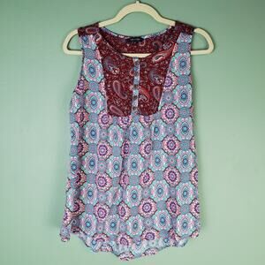 Yak n Yeti Paisley Sleeveless Colorful Top Size Large